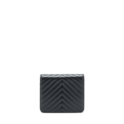 Chanel 2.55 Square Wallet On Chain Chevron Calfskin So Black