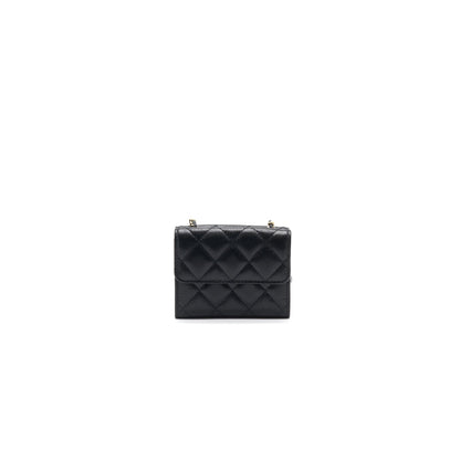 Chanel Caviar Small Flap Wallet With Chain