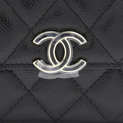 Chanel Caviar Small Flap Wallet With Chain