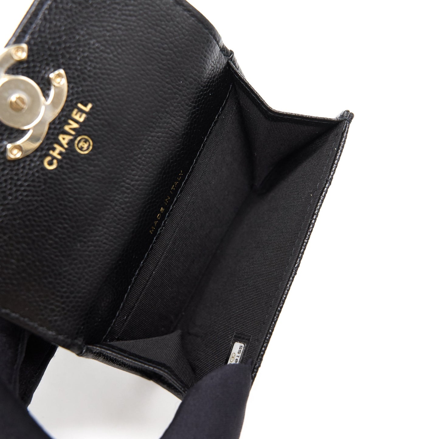 Chanel Caviar Small Flap Wallet With Chain