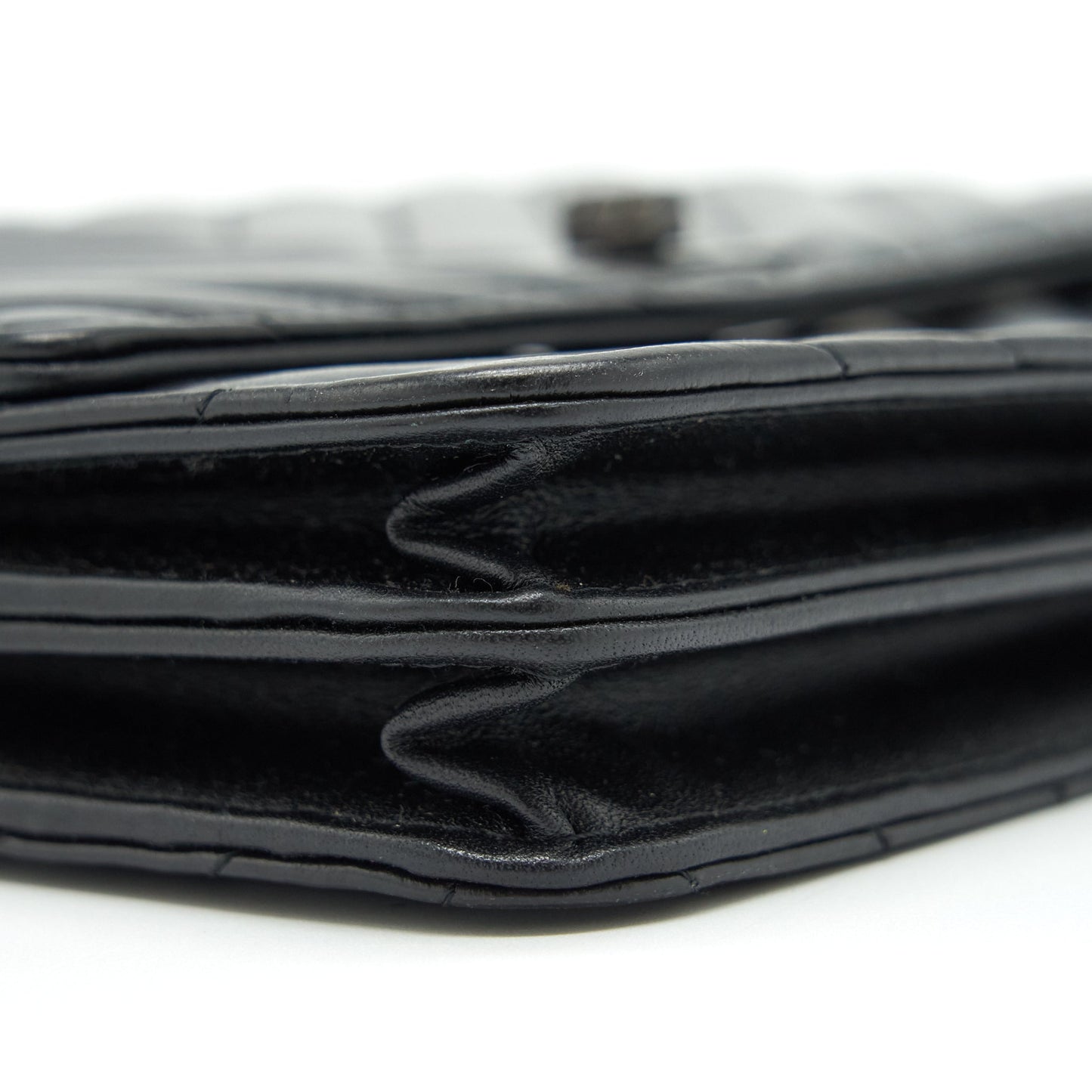 Chanel 2.55 Square Wallet On Chain Chevron Calfskin So Black