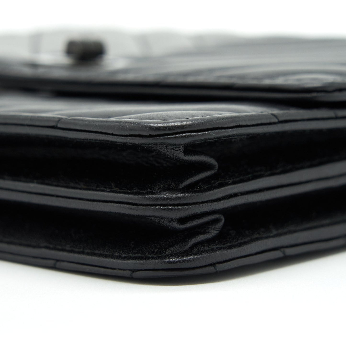 Chanel 2.55 Square Wallet On Chain Chevron Calfskin So Black