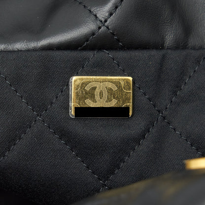 Chanel 22 Handbag Shiny Calfskin Black GHW (Microchip)