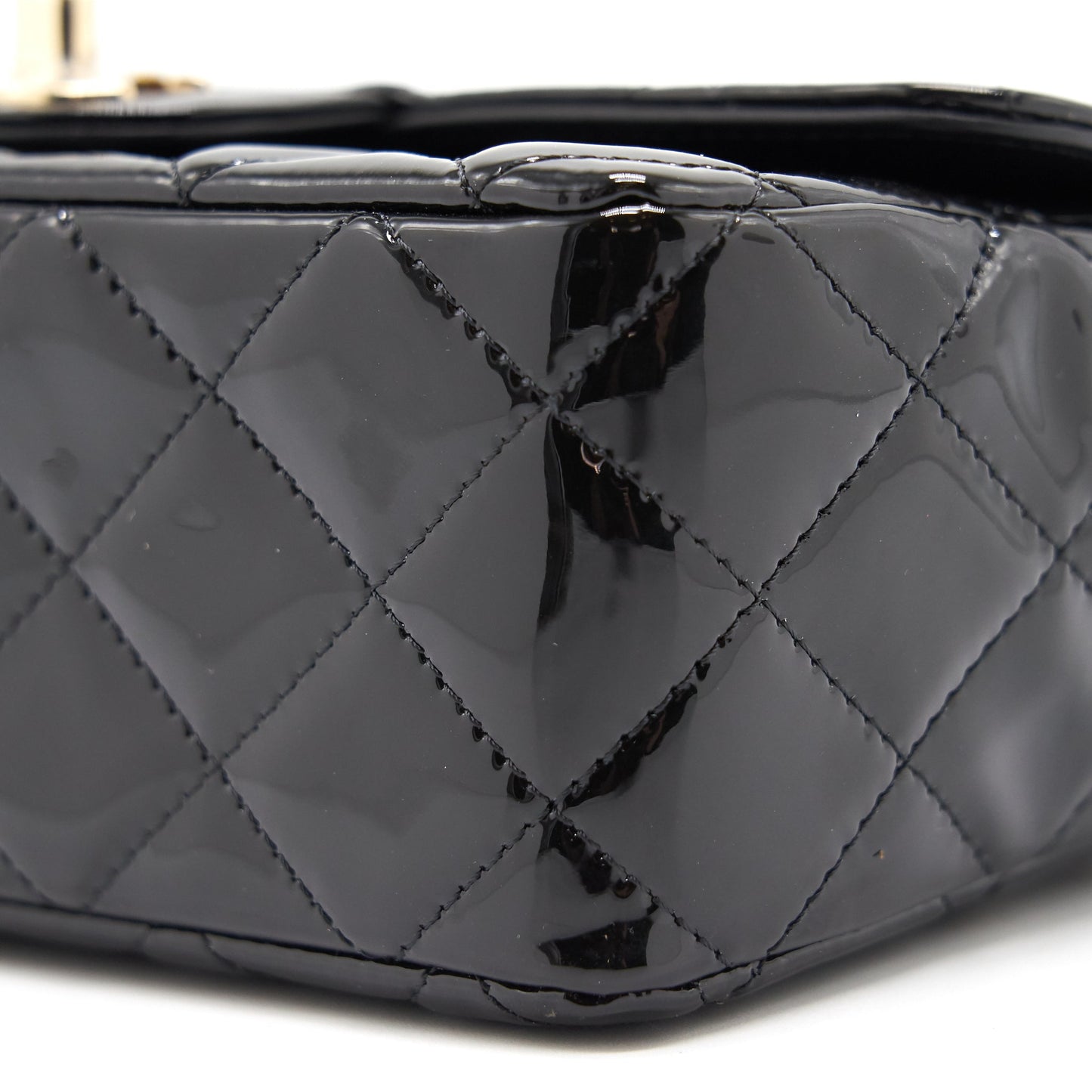 Chanel Mini Rectangular Flap Bag Patent Leather Black with LGHW