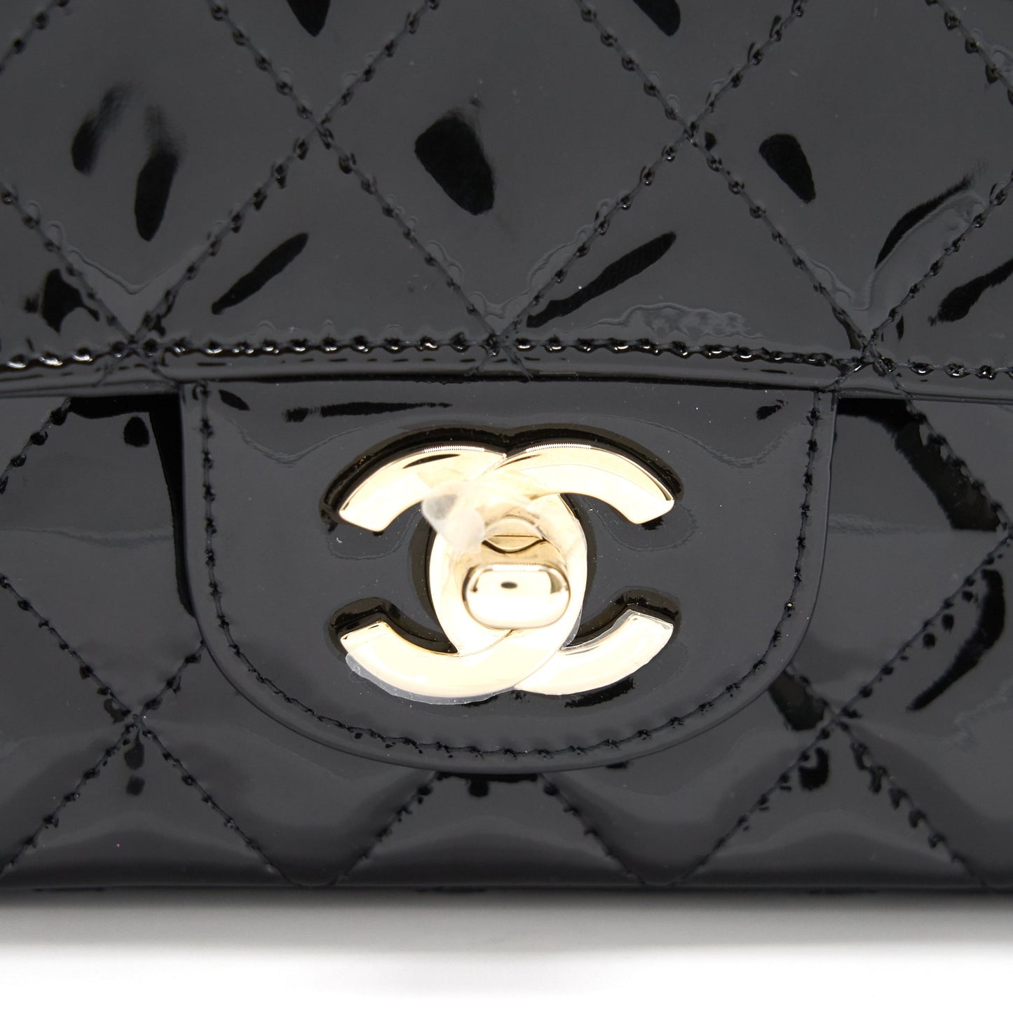 Chanel Mini Rectangular Flap Bag Patent Leather Black with LGHW