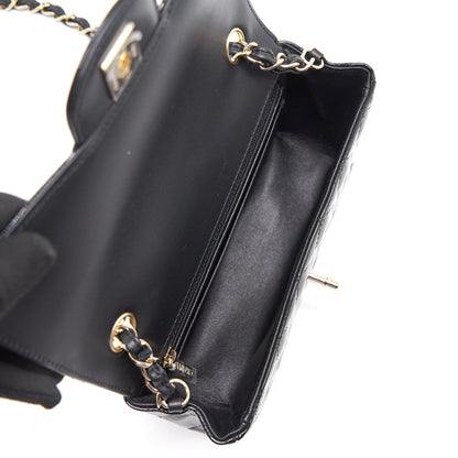 Chanel Mini Rectangular Flap Bag Patent Leather Black with LGHW