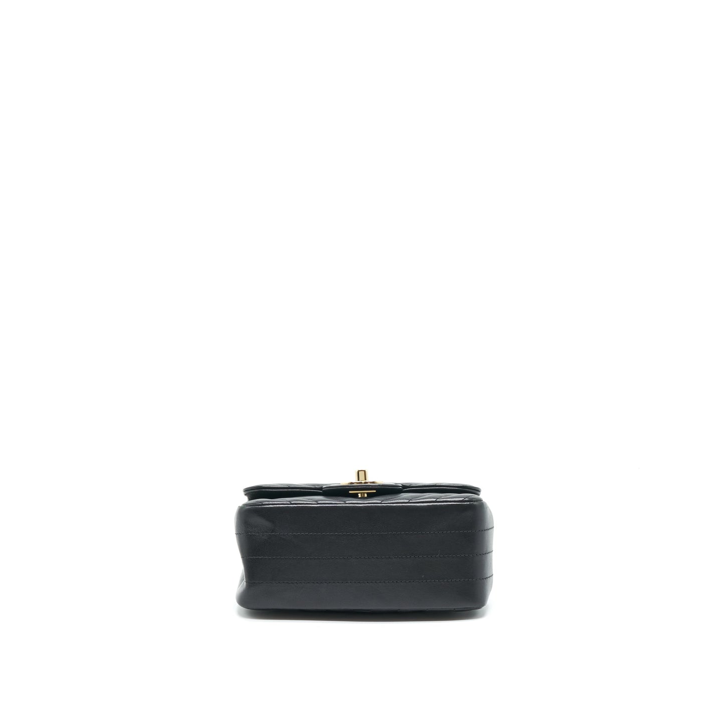 Chanel Mini Square Chevron Flap Bag Black LGHW