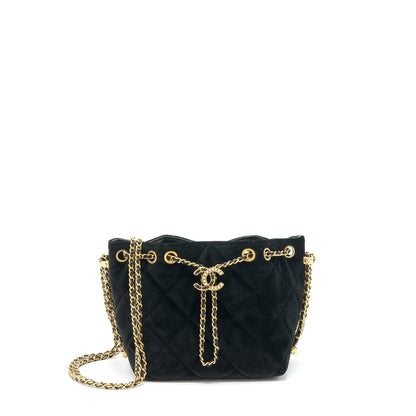 Chanel Bucket Bag Velvet Black GHW