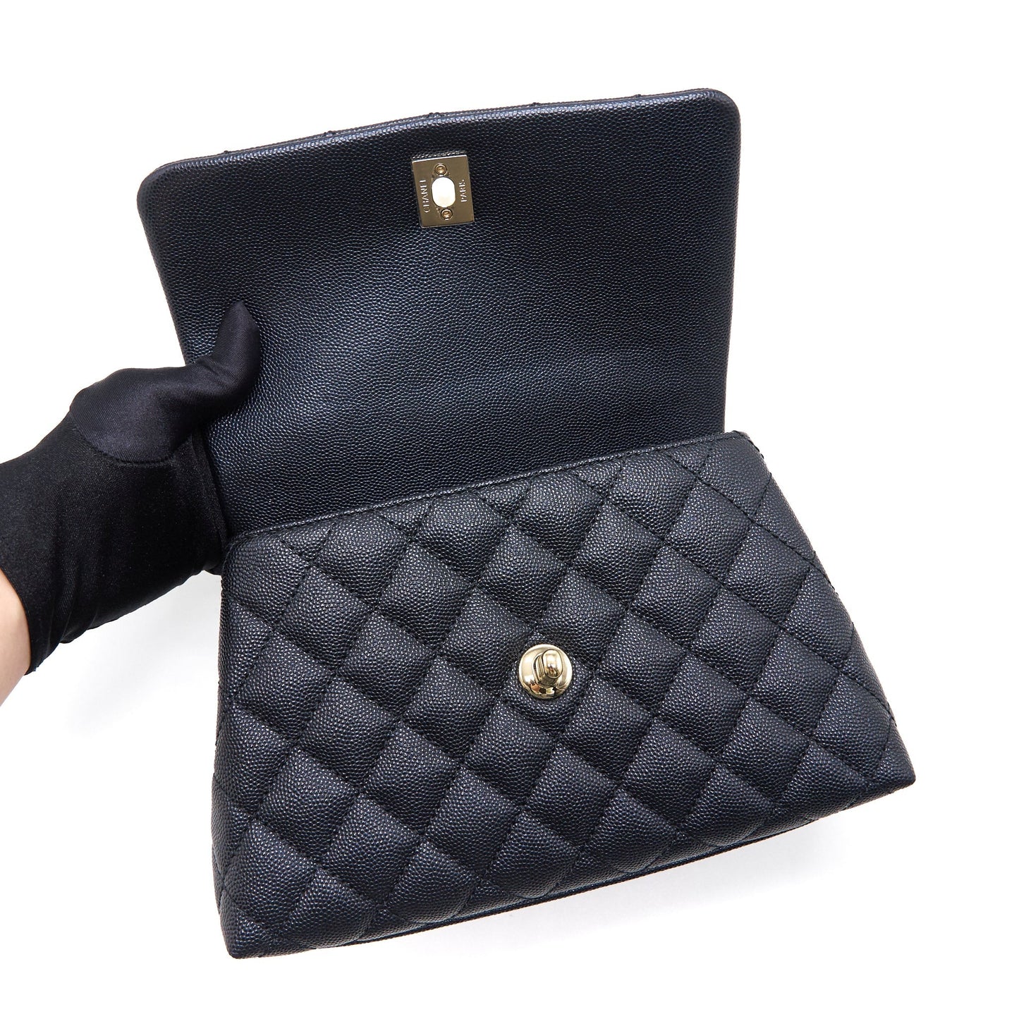Chanel Mini Coco Handle Iridescent Navy LGHW