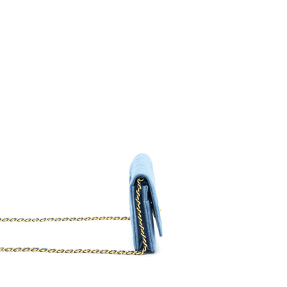 Chanel Pearl Crush Wallet On Chain Denim Blue GHW (Microchip)