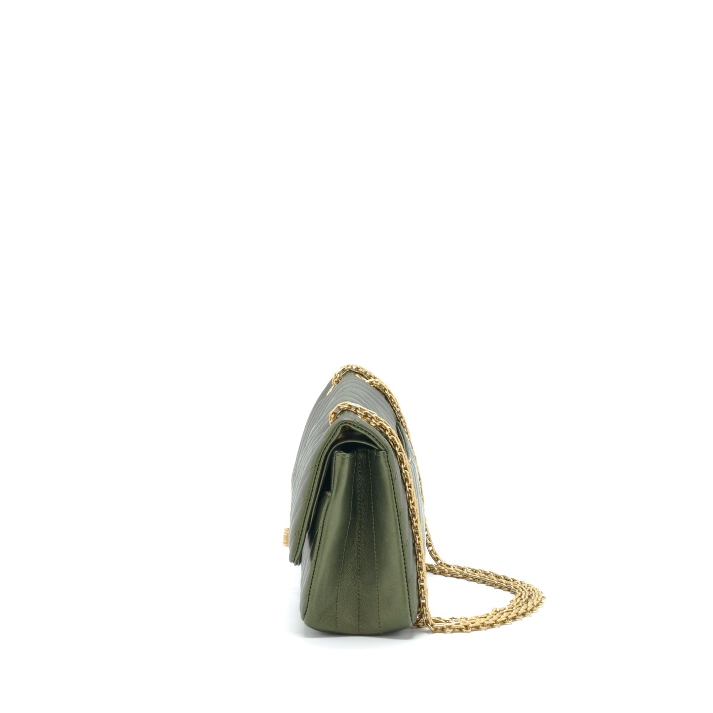 Chanel Small 2.55 Reissue Flap Bag Calfskin Dark Green Brushed Gold Hardware