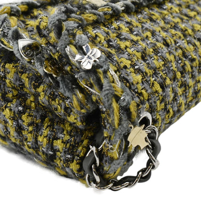 CHANEL Braided Charms Tweed Small Flap Crossbody Bag Multicolor