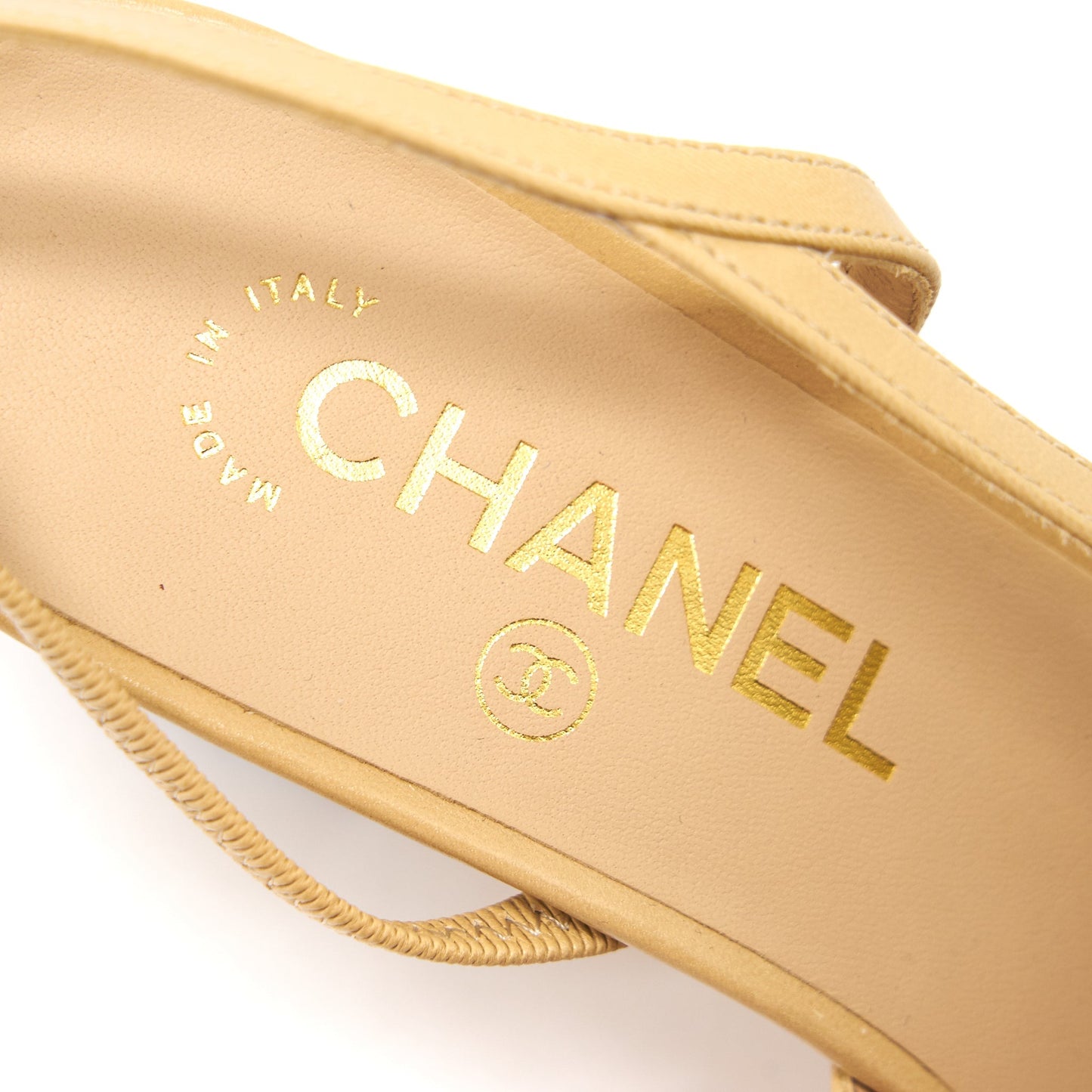 CHANEL SLING BACK BEIGE & BLACK SIZE38