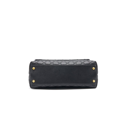 CHANEL CAVIER MEDIUM COCO HANDLE FLAP BAG BLACK