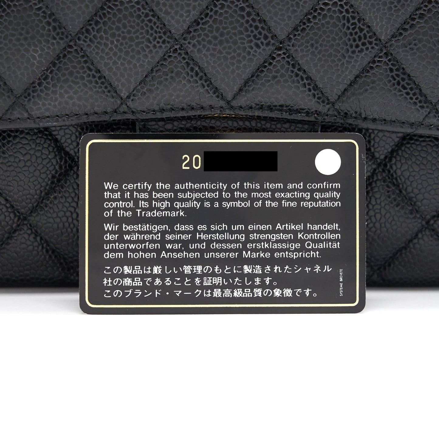 CHANEL MEDIUM CLASSIC DOUBLE FLAP CAVIER Black and gold