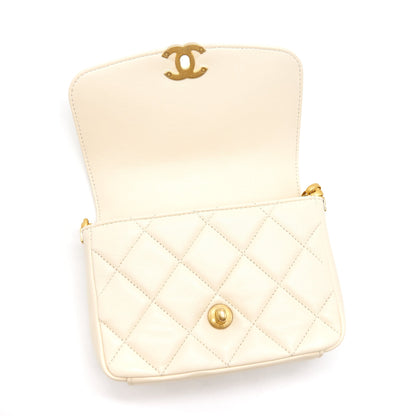 CHANEL SMALL FLAP BAG Lambskin Ecru