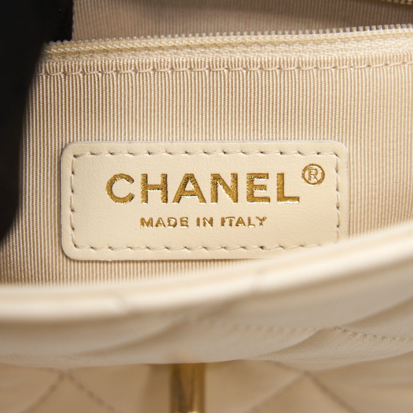 CHANEL SMALL FLAP BAG Lambskin Ecru