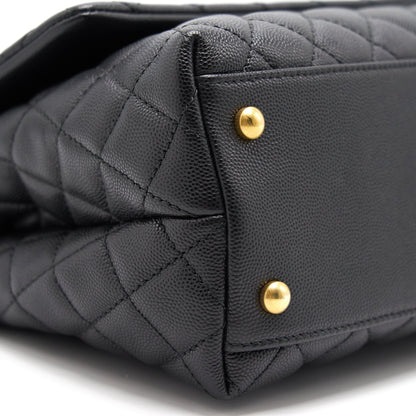 CHANEL CAVIER MEDIUM COCO HANDLE FLAP BAG BLACK
