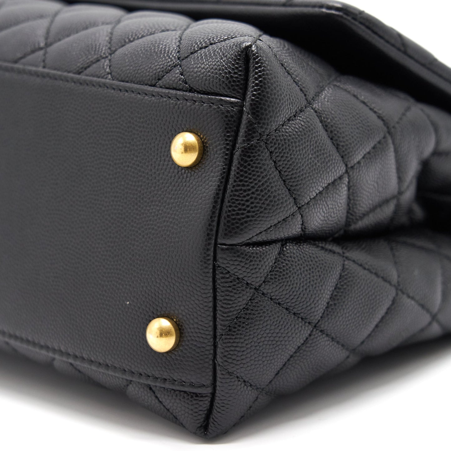 CHANEL CAVIER MEDIUM COCO HANDLE FLAP BAG BLACK