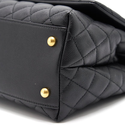 CHANEL CAVIER MEDIUM COCO HANDLE FLAP BAG BLACK