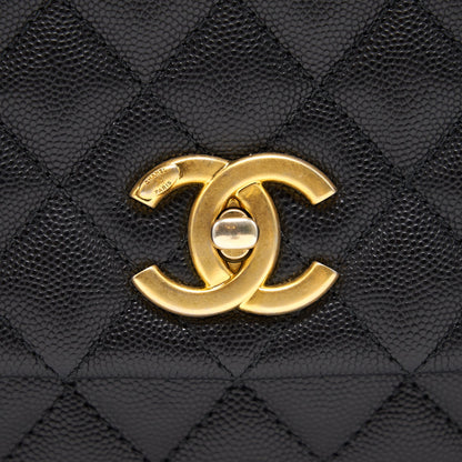 CHANEL CAVIER MEDIUM COCO HANDLE FLAP BAG BLACK