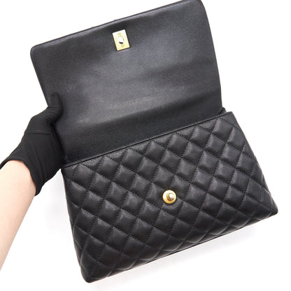 CHANEL CAVIER MEDIUM COCO HANDLE FLAP BAG BLACK