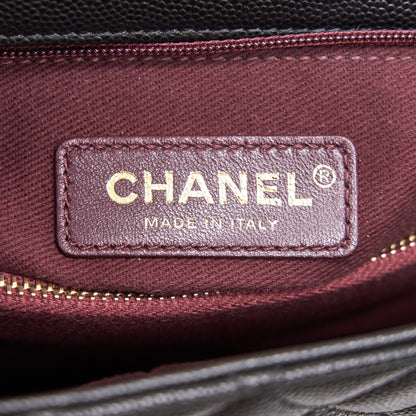 CHANEL CAVIER MEDIUM COCO HANDLE FLAP BAG BLACK