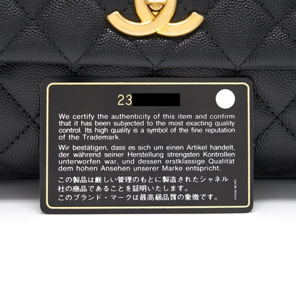 CHANEL CAVIER MEDIUM COCO HANDLE FLAP BAG BLACK