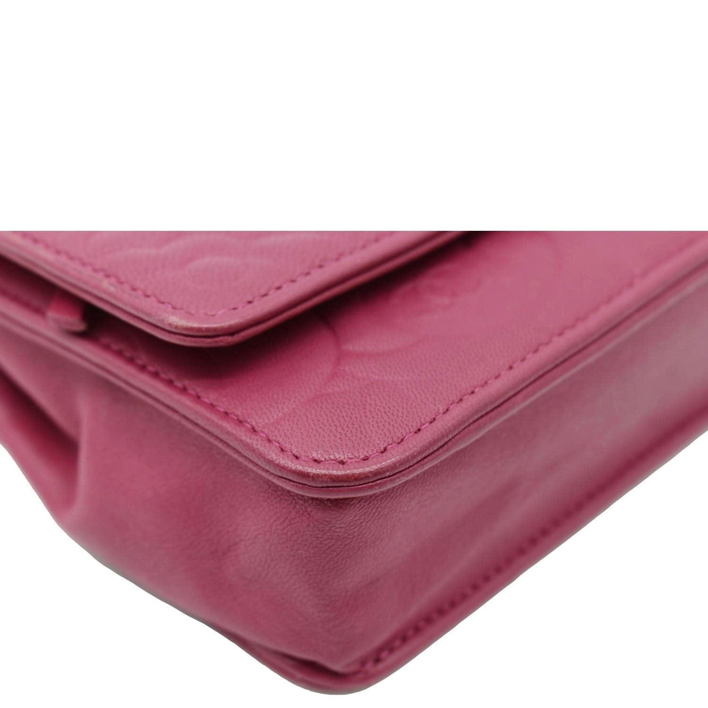CHANEL Camellia Wallet On Chain Leather Crossbody Bag Fuchsia