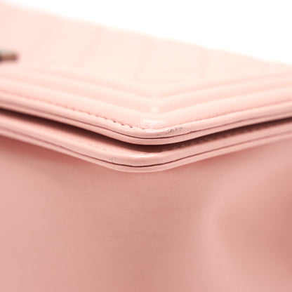 CHANEL BOY CHANEL HANDBAG LAMBSKIN PALE PINK