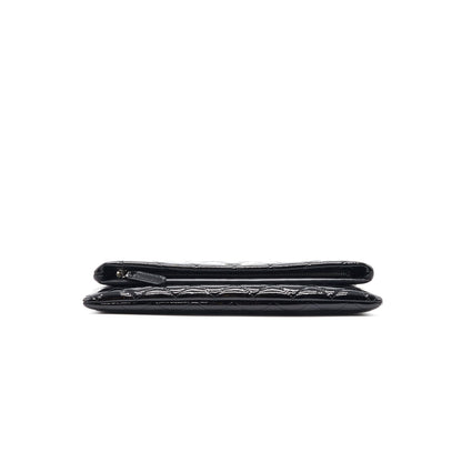 Chanel Patent Leather Fold Over Clutch Black SHW
