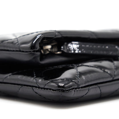 Chanel Patent Leather Fold Over Clutch Black SHW