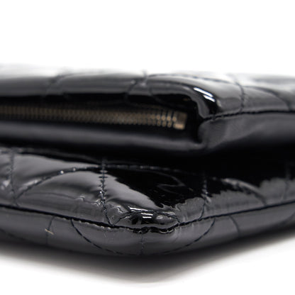 Chanel Patent Leather Fold Over Clutch Black SHW