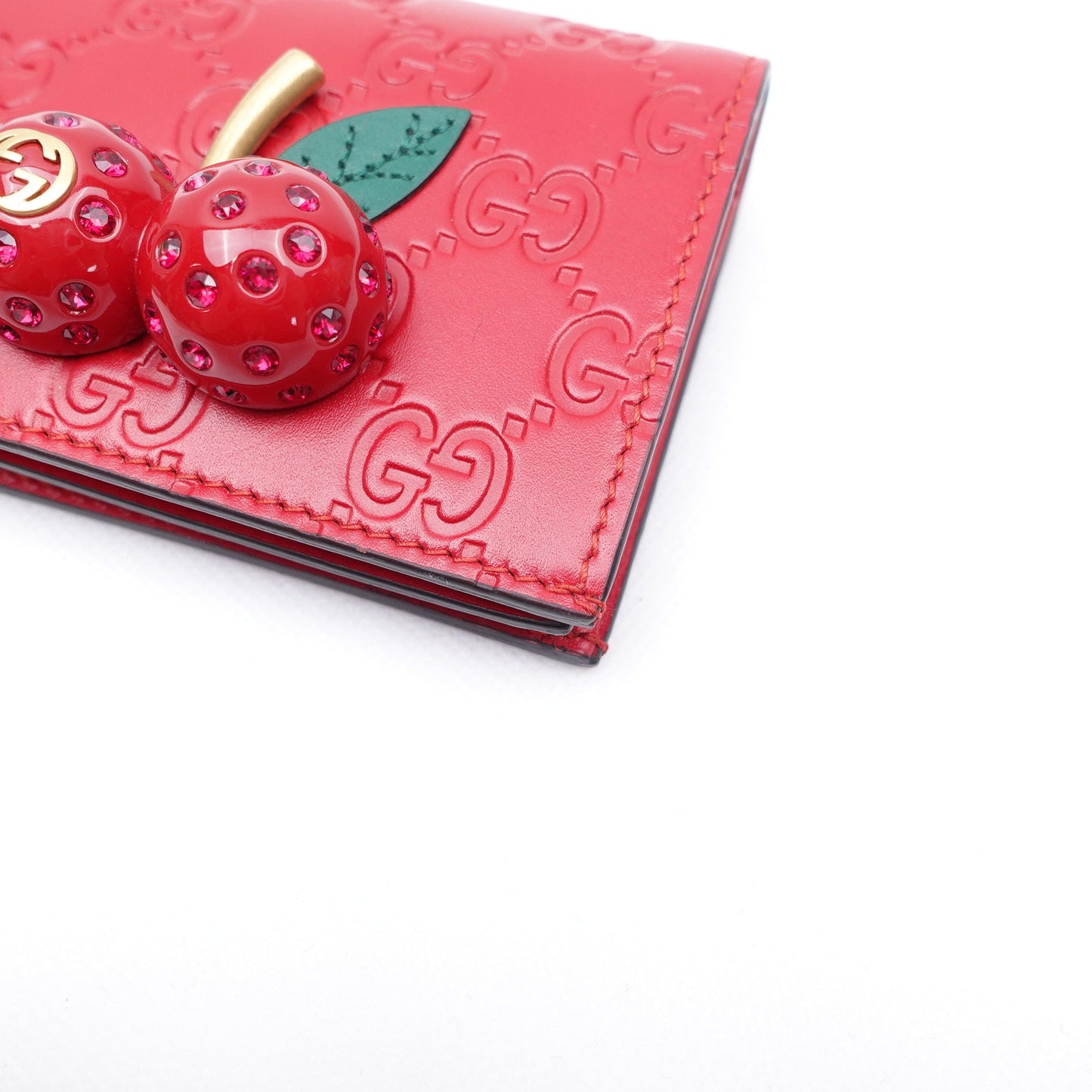 GG Red Cherry Guccissima Short Wallet