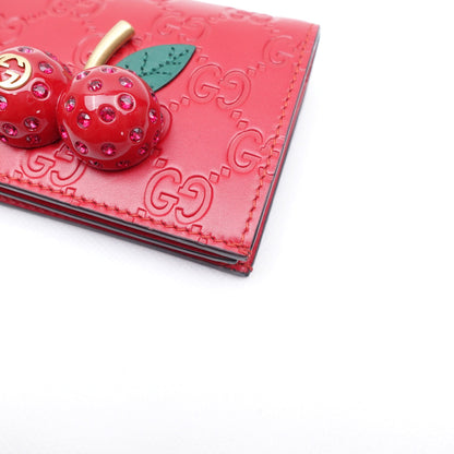 GG Red Cherry Guccissima Short Wallet