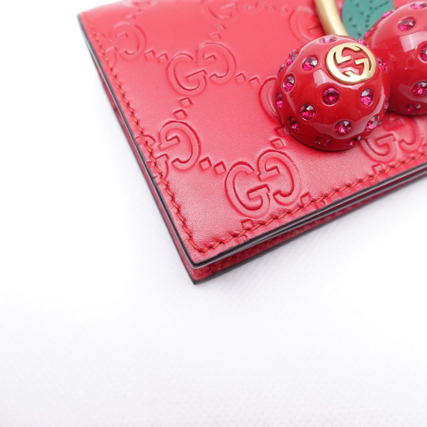 GG Red Cherry Guccissima Short Wallet