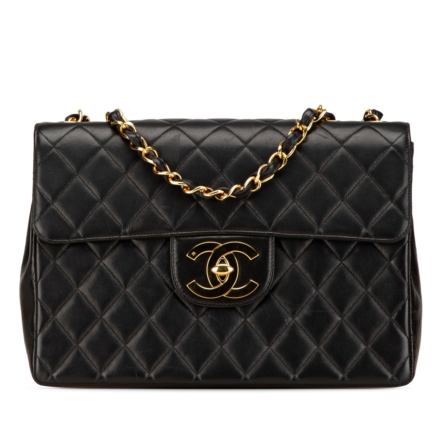 Black Chanel Jumbo XL Classic Lambskin Single Flap Shoulder Bag