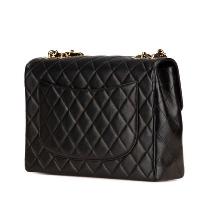 Black Chanel Jumbo XL Classic Lambskin Single Flap Shoulder Bag