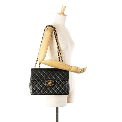 Black Chanel Jumbo XL Classic Lambskin Single Flap Shoulder Bag