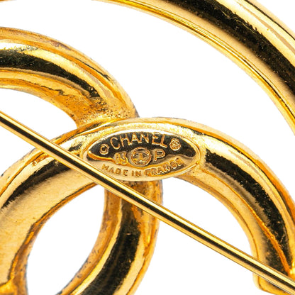 Gold Chanel Gold Plated CC Brooch