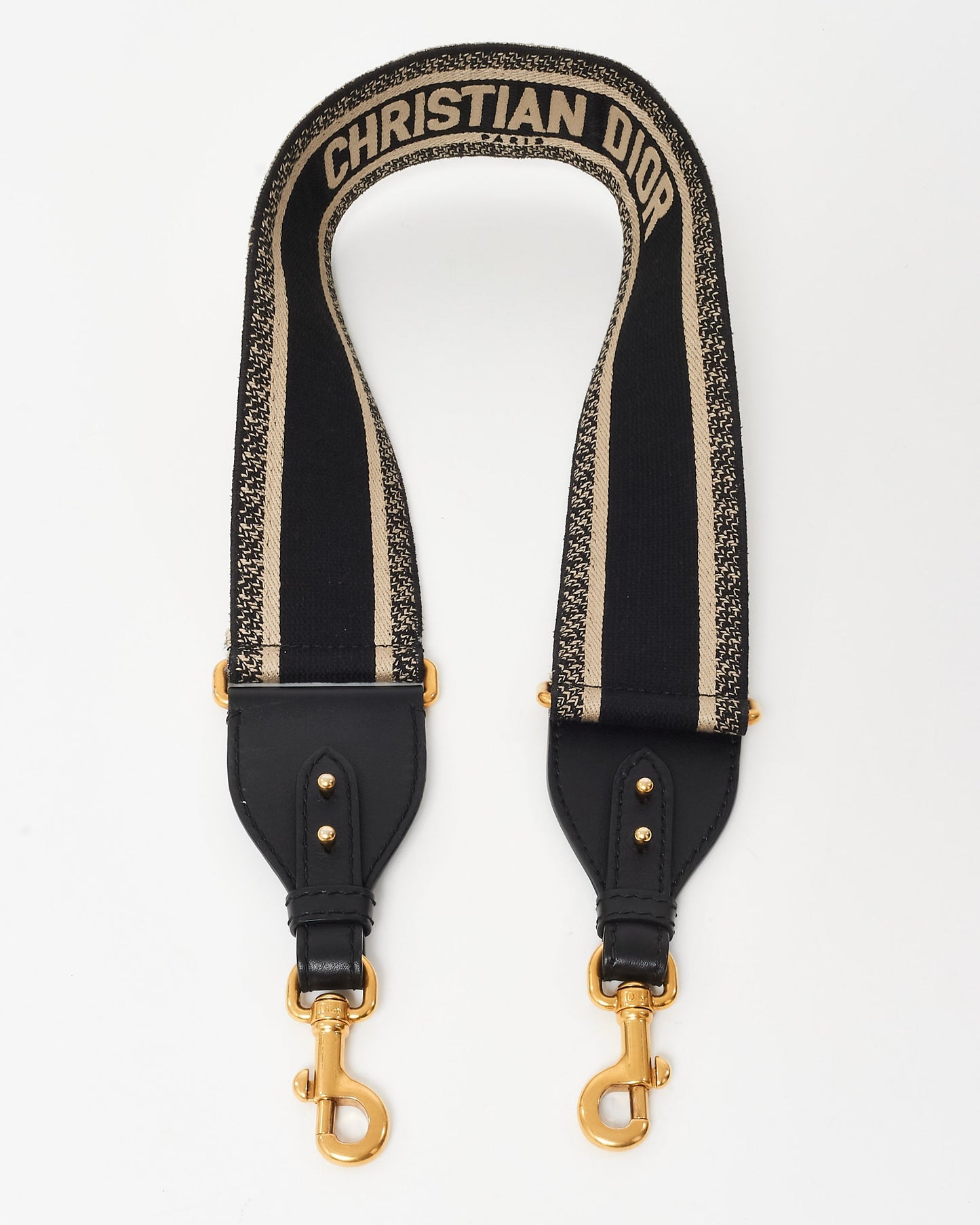 Dior Black & Ecru Logo Embroidered Guitar Strap