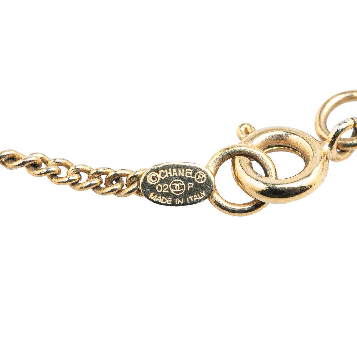 Gold Chanel Gold Plated CC Rhinestones Pendant Necklace
