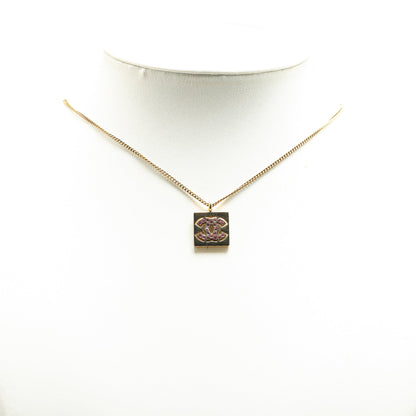 Gold Chanel Gold Plated CC Rhinestones Pendant Necklace