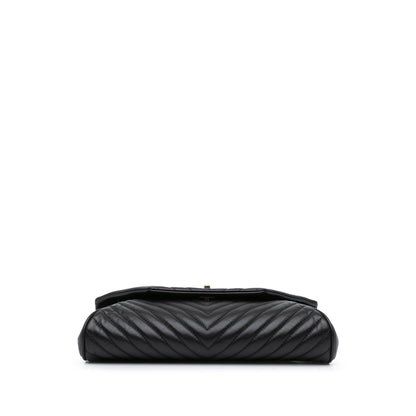 Black Chanel Chevron Lambskin Fold Up Again Clutch