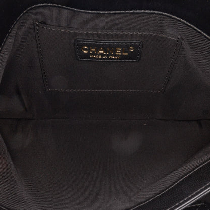 Black Chanel Chevron Lambskin Fold Up Again Clutch