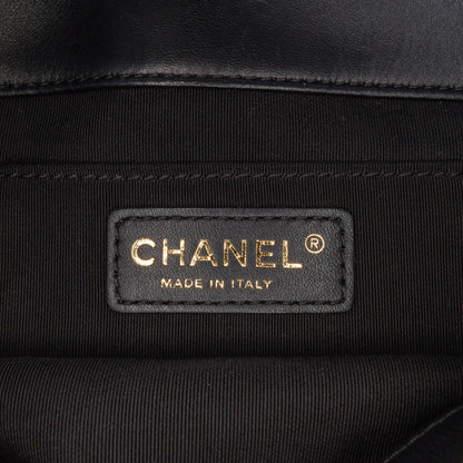 Black Chanel Chevron Lambskin Fold Up Again Clutch