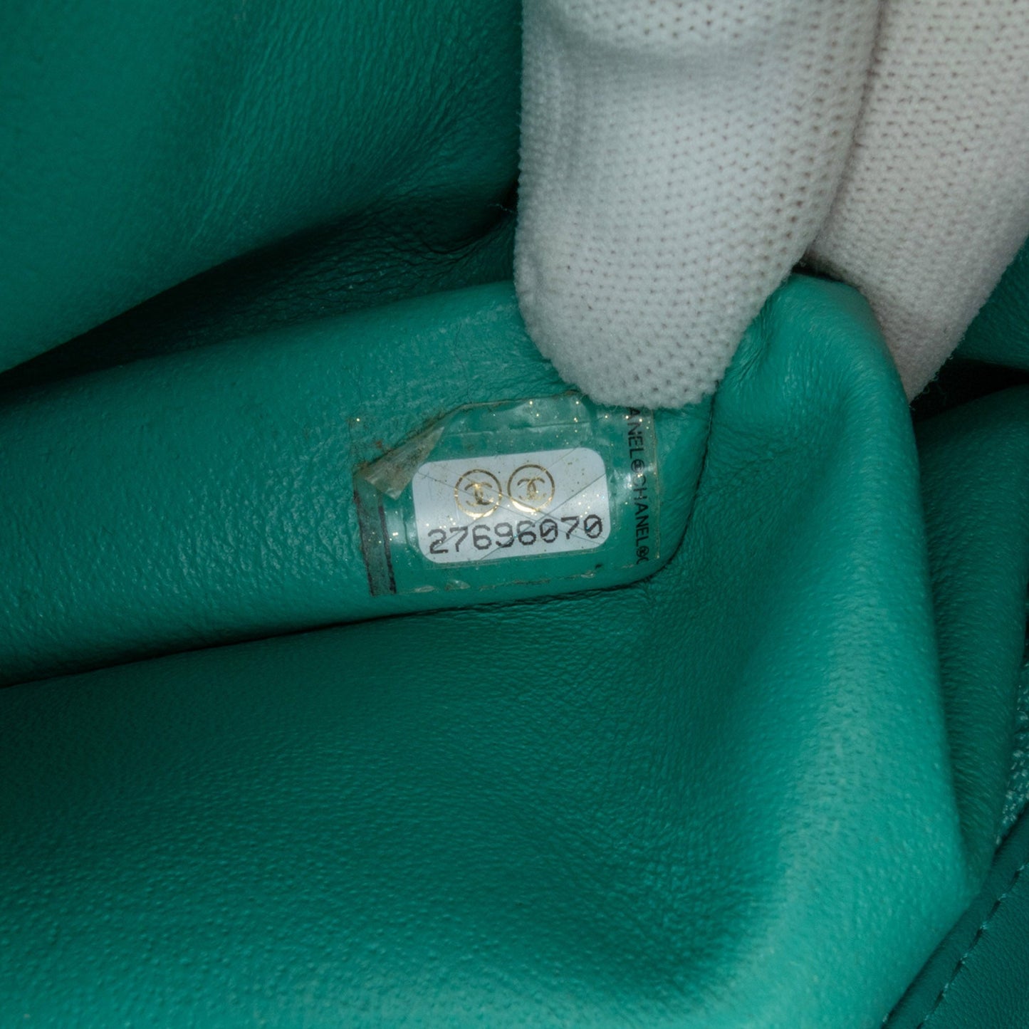 Green Chanel Mini Square Classic Lambskin Single Flap Crossbody Bag