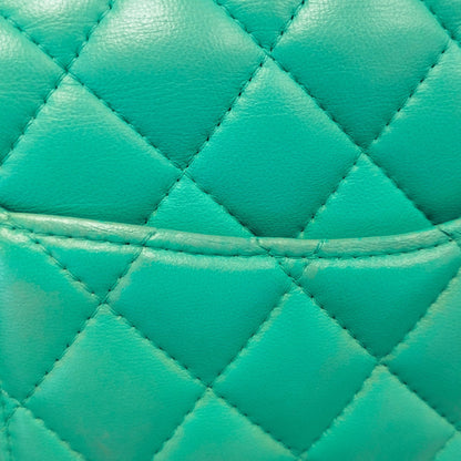 Green Chanel Mini Square Classic Lambskin Single Flap Crossbody Bag