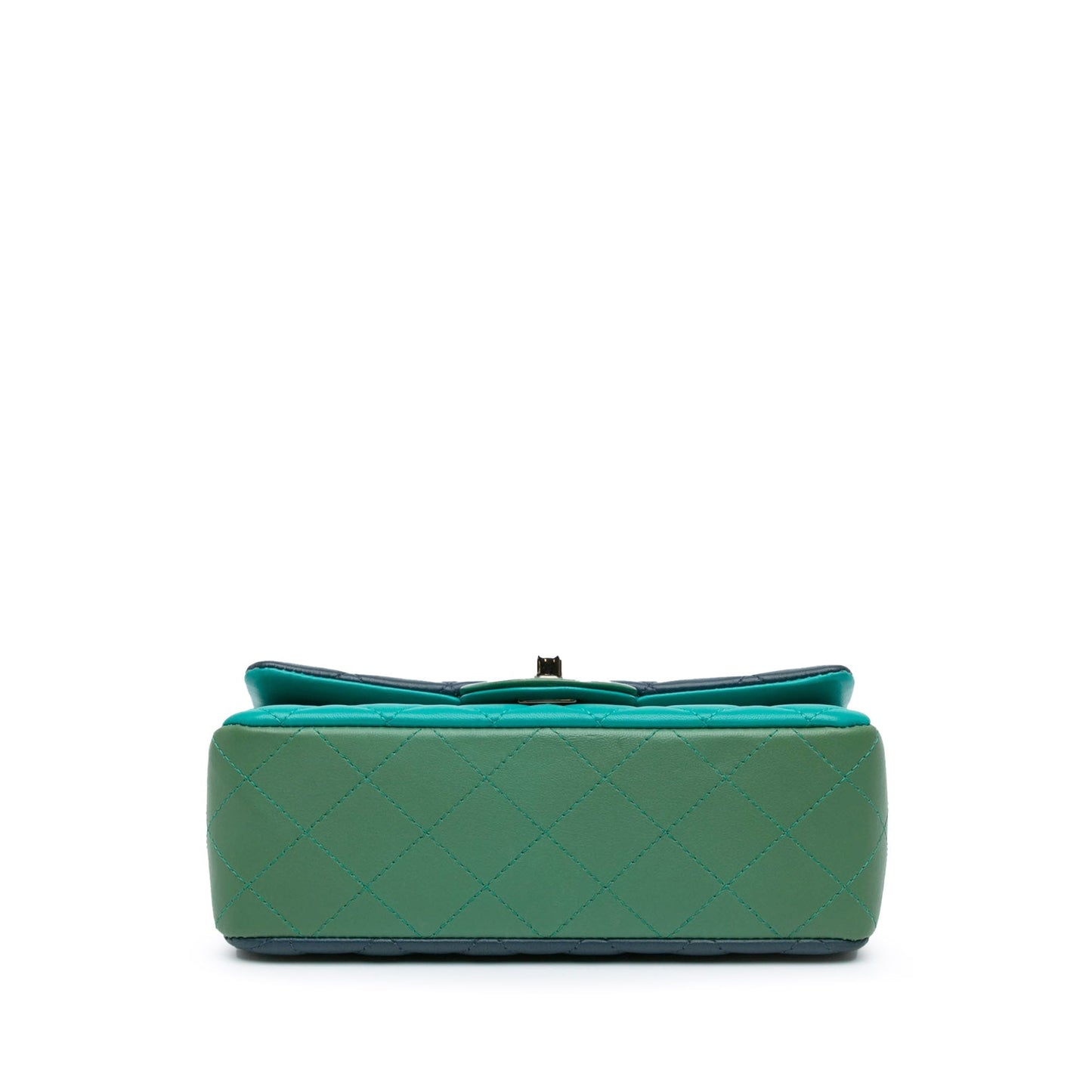Blue Chanel Mini Rectangular Classic Tricolor Lambskin Flap Crossbody Bag