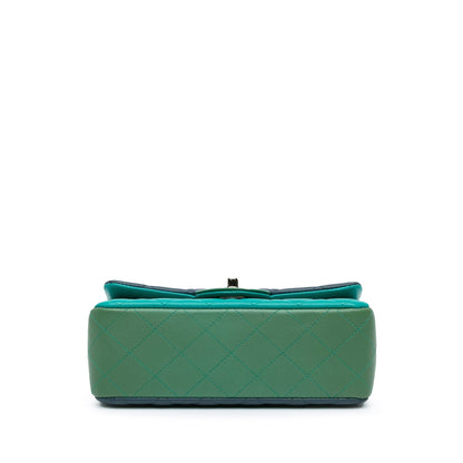 Blue Chanel Mini Rectangular Classic Tricolor Lambskin Flap Crossbody Bag